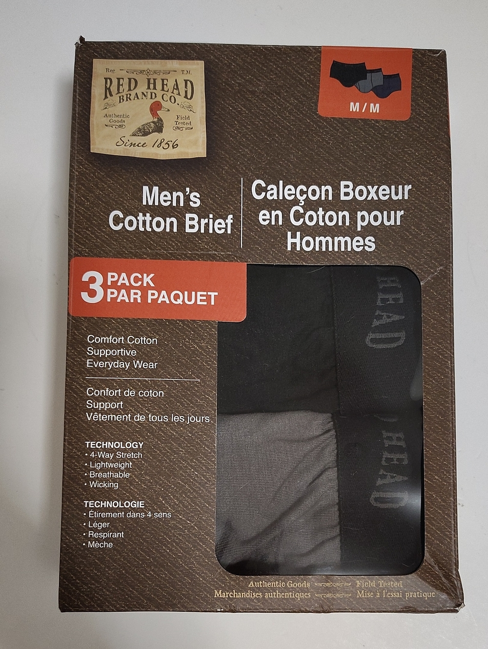 Red Head Men’s Cotton Brief - 3 Pack – Size M 32-34